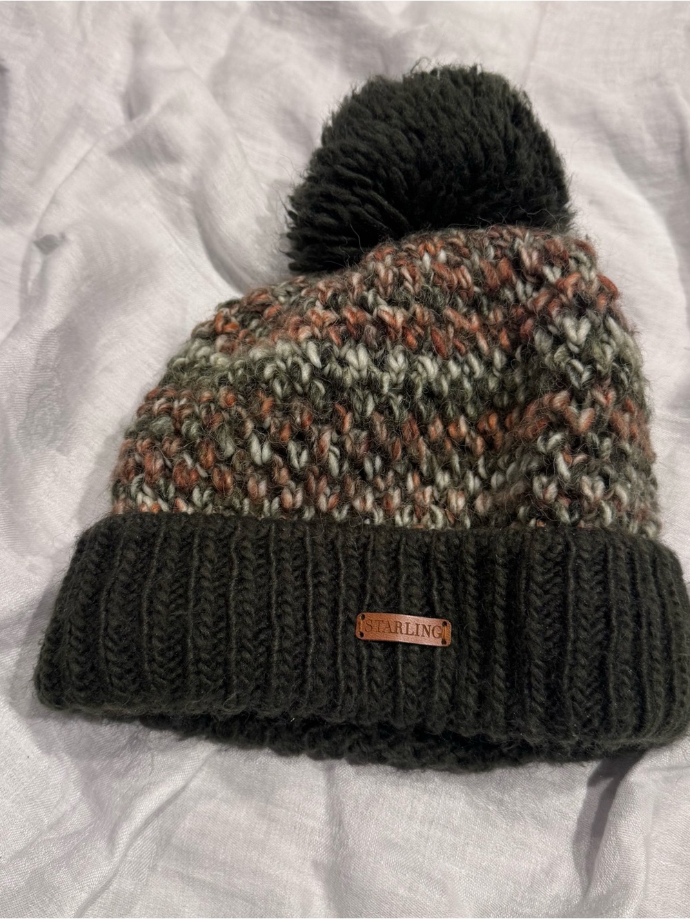 Multicolor Knit Pom Beanie - Olive
